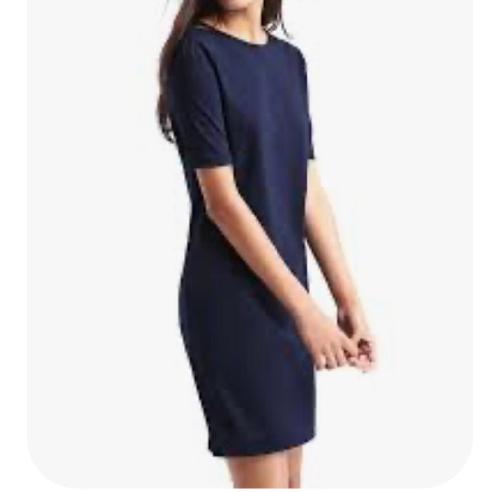 GAP Women's Navy Ponte Fabric Short Sleeve Scoop-Back Shift Dress Size Small